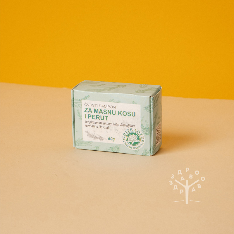 Čvrsti šampon za masnu kosu i perut - White lotus